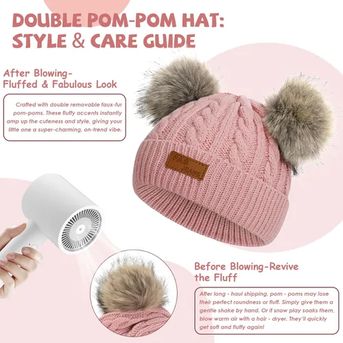 Miniatura 12 de Century Star Toddler Beanie Baby Girls Winter Hat - 6-36 Months Warm Knit Pom Pom Hats for Gils Boys