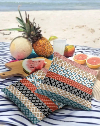 Miniatura 3 de Fundas de almohada impermeables para exteriores, fundas de almohada lumbares, estilo bohemio, diseño de rayas, tribal, estilo bohemio, fundas