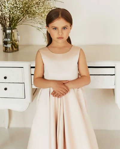 Miniatura 3 de MCieloLuna Vestidos de niña de flores para boda con nudo de lazo elegante de satén para primera comunión