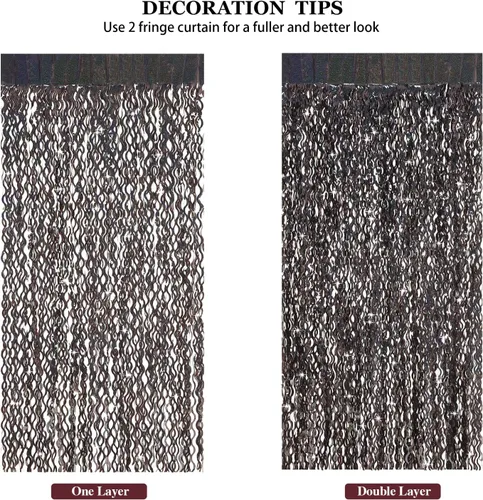 Miniatura 5 de Cortinas de Fondo de Papel de Aluminio Negro, CYLMFC 3 Pack 3.3 pies x 6.6 pies, Cortinas Metálicas Brillantes para Decoración de Cabina de Fotos