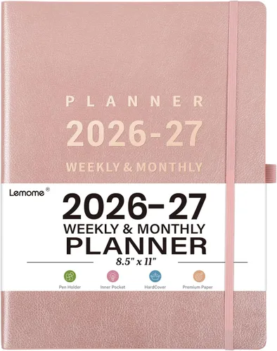 Agenda 2026 – enero 2026 – diciembre 2026, 2026 planificador semanal y mensual, 8.5 x 11 pulgadas, soporte para bolígrafos, calcomanías de