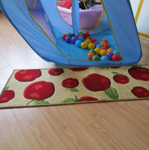 Miniatura 3 de Juego de 2 alfombras y tapetes de cocina lavables a máquina, diseño de manzana roja, antideslizante, absorbente, alfombra de cocina