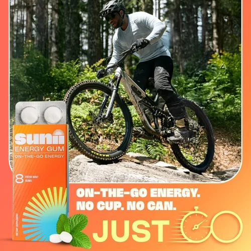 Miniatura 3 de Sunii - Goma de Mascar Energética - Impulso Rápido de Energía y Enfoque - Goma de Mascar con 50mg de Cafeína, Sabor a Menta Fresca - Vitaminas B6