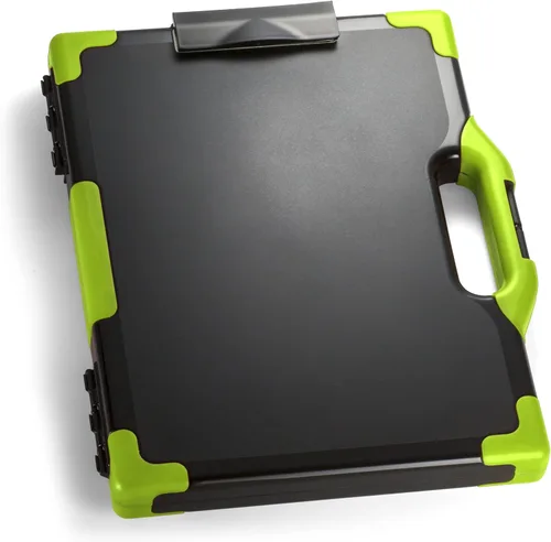 Caja de almacenamiento tipo portapapeles para cargar todo, tamaño carta/oficio de Officemate OIC, Negro y verde