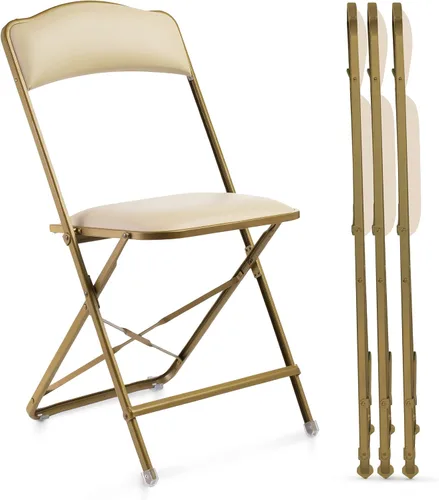 Paquete de 4 sillas plegables de alta calidad, asiento estrecho de 15 pulgadas, asiento y respaldo acolchado, se pliega ultra delgado (~1 pulgada),