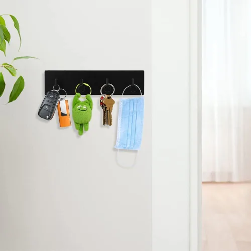 Miniatura 6 de Picowe Soporte para llaves decorativo de pared, ganchos adhesivos de acero inoxidable, organizador de llaves para pared, gancho para toallas