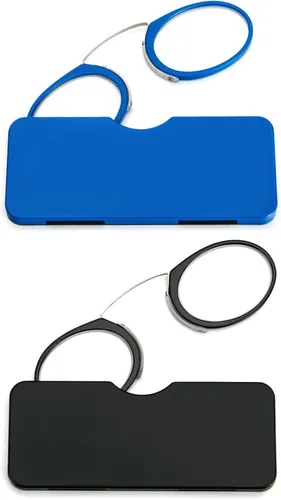 DXYXYO Mini Gafas de Lectura Sin Brazos con Clip para la Nariz para Hombre y Mujer, 2 Pack, Lectores delgados y Compactos con Estuche Portátil