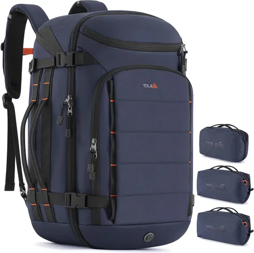 Miniatura 10 de Tolaccea Mochila de Viaje Carry On 40L, Mochila para Laptop con 3 Cubos de Embalaje, Bolsa de Lona Aprobada para Vuelos para Hombres y Mujeres, Negro