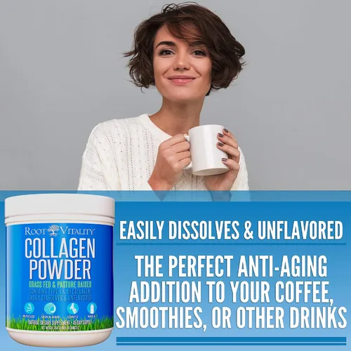 Miniatura 4 de Root Vitality Polvo de péptidos de colágeno – Suplemento de proteína hidrolizada criado en pastos alimentados con pasto para piel, cabello y uñas