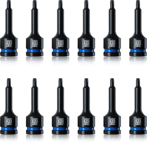 Miniatura 7 de Toolant Juego de enchufes de brocas de impacto Torx T27 2 piezas, 1/2" de acero S2, enchufes de estrella de aire, brocas de alto impacto largas