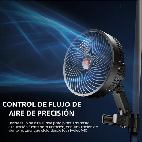 Miniatura 4 de Spider Farmer Ventilador de clip para tienda de cultivo de 6 pulgadas, motor EC, 10 velocidades de viento dinámicas personalizadas y oscilación