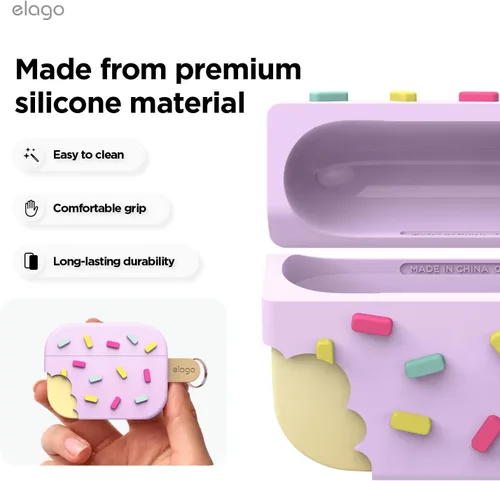 Miniatura 4 de elago Funda de Helado Compatible con AirPods Pro 3 - Funda de Protección Completa - Incluye Mosquetón, Soporta Carga Inalámbrica, Protección Total