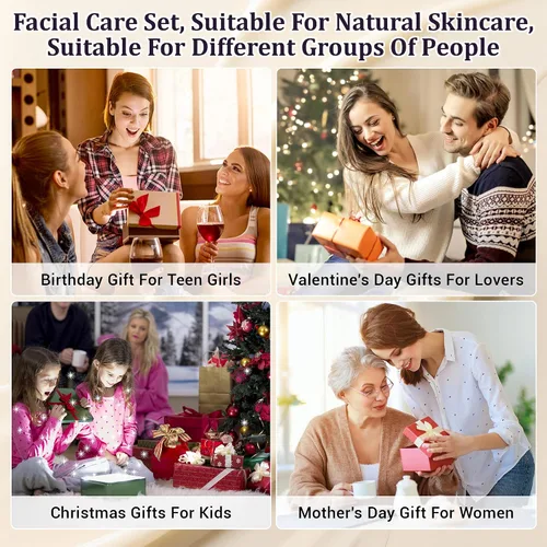 Miniatura 8 de Juego de rutina de cuidado de la piel de arroz negro natural para mujeres, kit antienvejecimiento con lavado facial, tóner, suero, loción corporal
