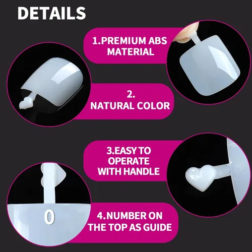 Miniatura 3 de Teenitor 120 piezas de uñas postizas naturales para los dedos del pie, uñas postizas para mujeres con pegamento para uñas, puntas de uñas postizas