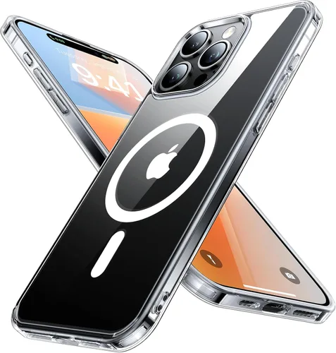 Funda magnética fuerte para iPhone 15 Pro, [probada en caídas de grado militar] [compatible con MagSafe] translúcida mate delgada funda protectora a