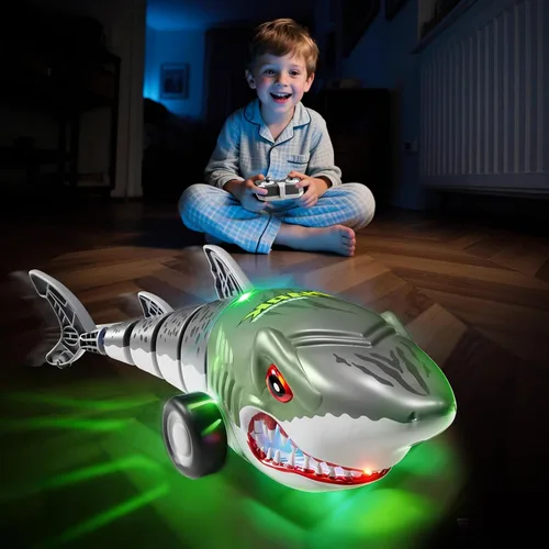 Miniatura 4 de Juguetes de tiburón de control remoto de 2.4 GHz para niños y niños, coche eléctrico de tiburón RC con luz, todo terreno RC car camión