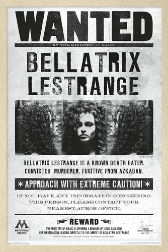 Miniatura 10 de Trends International El mundo mágico: Harry Potter - Póster de Bellatrix Wanted, 14.725" x 22.375", versión con marco de madera tipo granero