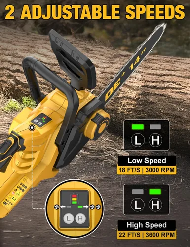 Miniatura 7 de Motosierra eléctrica sin escobillas de 14 pulgadas inalámbrica para batería Dewalt de 20 V, motosierra compacta con engrasador automático, retroceso