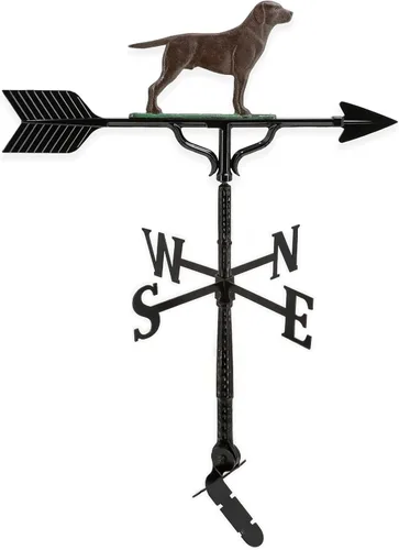 Miniatura 12 de Montague Metal Products Veleta de lujo de 32 pulgadas con adorno de Retriever negro satinado