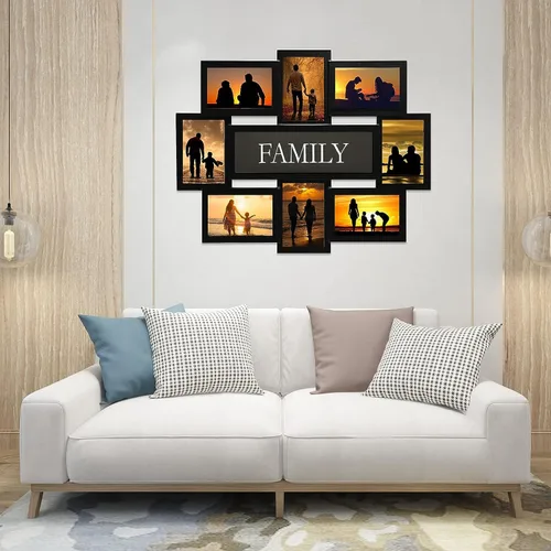 Miniatura 8 de J.M.Deco Marcos de fotos de reunión familiar con 8 aperturas, marcos de fotos de collage para decoración de pared, marco de fotos de memoria