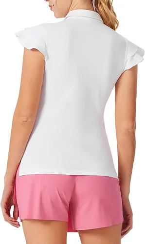 Miniatura 3 de JACK SMITH Polo de golf para mujer, con volantes, sin mangas, absorbe la humedad, camisetas deportivas ligeras