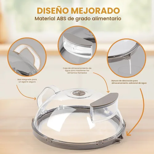 Miniatura 3 de Cubierta de salpicaduras de microondas para alimentos, cubierta de microondas mejorada con vaporizador de agua, mango integrado, cubiertas