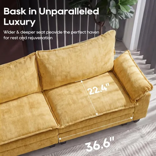 Miniatura 5 de URRED Sofá modular de gran tamaño, 87 pulgadas en forma de L, moderno y cómodo sofá nube con otomana móvil y almohadas, sofás de asiento profundo