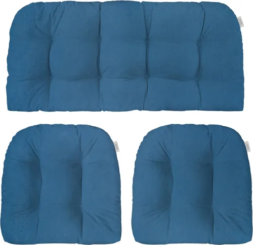 Miniatura 24 de RSH DECOR: Sunbrella - Juego de 3 cojines de mimbre copetudos 41 x 19 pulgadas y 19 x 19 pulgadas Fabricado con tela de rendimiento Sunbrella