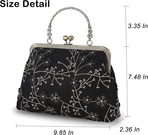 Miniatura 2 de Abuyall Bolso floral con asa superior, bolso de noche Kiss Lock para mujer, bolso vintage