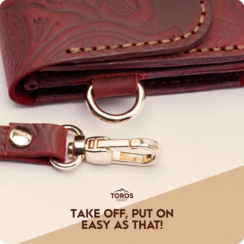 Miniatura 12 de Toros Craft Handmade Leather Wallets for Women, Western Wristlet Wallets, Floral Leather Small Credit Card Holder with Zipper, Minimalist & Cute