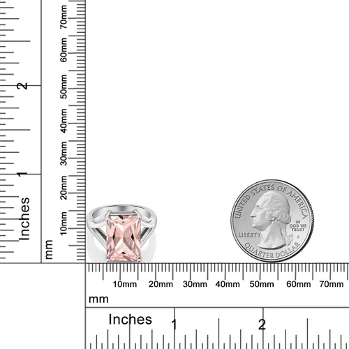 Miniatura 91 de Gem Stone King Anillo de compromiso solitario con piedra preciosa de corte esmeralda de 0.551 x 0.394 in para mujer, plata de ley 925, anillo