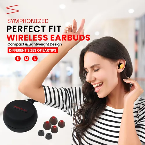 Miniatura 9 de Symphonized Auriculares inalámbricos de madera con graves profundos, 35 horas de reproducción de sonido 3D. Cancelación de ruido con micrófono.