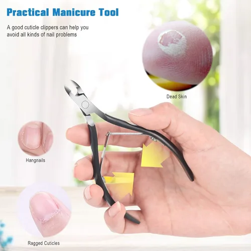 Miniatura 4 de FERYES Cortador de cutículas profesional para manicura y pedicura, cortador cutáneo de acero inoxidable de grado médico, mandíbula de 0.315 Negro