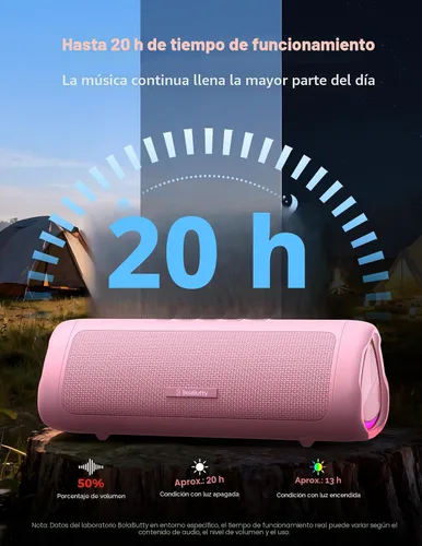 Miniatura 5 de Altavoz Bluetooth, sonido HD de 20 W, inalámbrico portátil, IPX5 impermeable, hasta 24 horas de reproducción, TWS, para hogar, fiesta, exterior, Rosa
