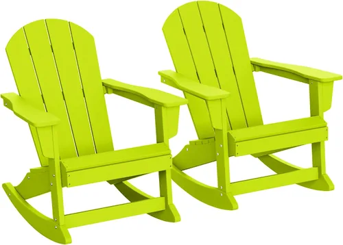 Miniatura 144 de WestinTrends Silla mecedora Malibu de poliéster para exterior/patio Adirondack, Negra