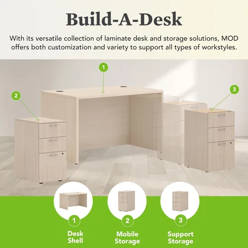 Miniatura 4 de HON MOD - Escritorio ejecutivo grande de 48 pulgadas para computadora, laminado de madera gruesa, mesa moderna con gestión de cables, 48 pulgadas