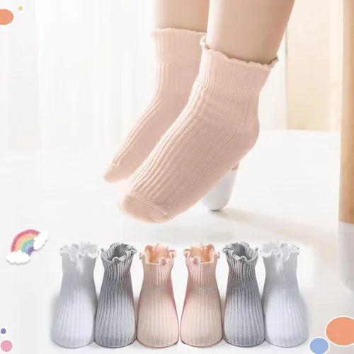 Miniatura 2 de Calcetines antideslizantes para bebés y niñas, calcetines de algodón con empuñaduras, paquete múltiple, calcetines de dibujos animados de tobillo