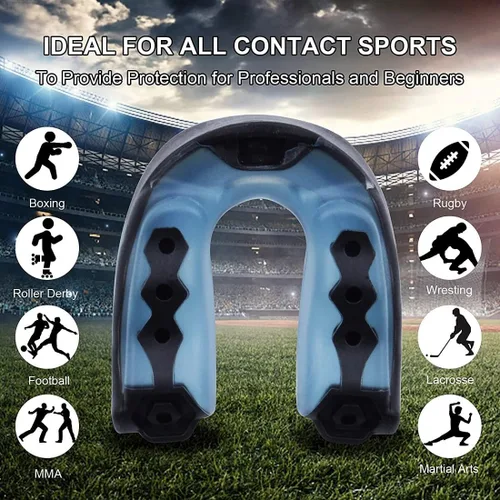 Miniatura 5 de Protector bucal de fútbol, 2 unidades, protectores bucales para deportes juveniles, para boxeo, con correa, sin sabor, lacrosse hockey, protectores