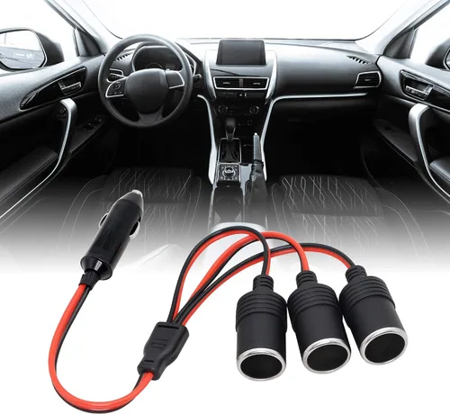 Miniatura 8 de CERRXIAN 1 a 3 encendedor de cigarrillos de coche 12v 24v adaptador de cargador de alimentación 3 vías divisor hembra enchufe cable de extensión