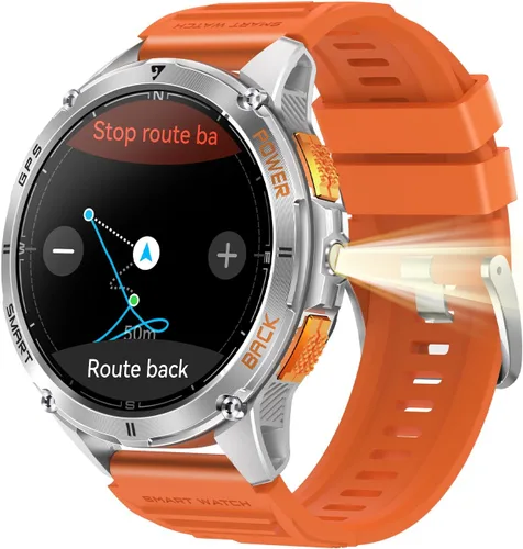 Miniatura 8 de Yihou Reloj inteligente militar para hombre, reloj de fitness, rastreador de actividad física con brújula GPS, linterna con monitor de frecuencia