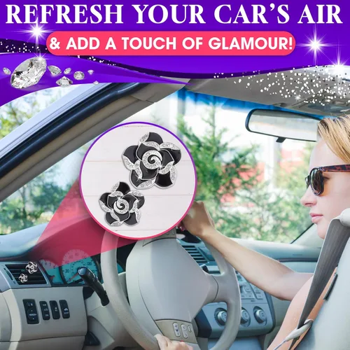 Miniatura 8 de Juego de 2 clips de ventilación para ambientador de automóvil, clips de ventilación de automóvil de camelia, lindos accesorios