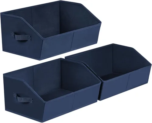 Miniatura 29 de Homsorout Organizador trapezoidal para armario, cestas grandes para organizar, caja de almacenamiento de tela para estantes, cubos de almacenamiento
