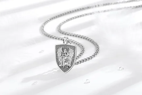 Miniatura 199 de CELESTIA Medallas de plata de ley 925 San Miguel/San Cristóbal/San Benito/San Gabriel/Virgen María/Jesús/Caravaca/Metatrón/Sello de los Siete