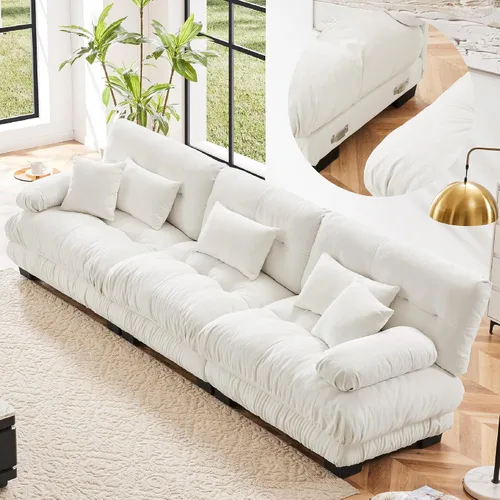 Miniatura 34 de KEIKI Sofá modular de 94 pulgadas con 4 almohadas, cómodo juego de sofá biplaza Cloud para sofá de asiento profundo suave y profundo, sofá biplaza
