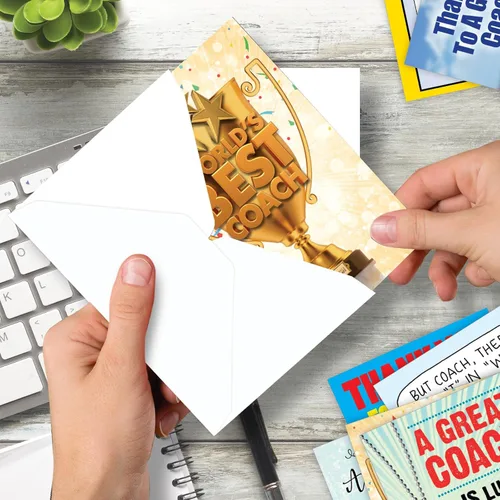Miniatura 5 de NobleWorks - 10 tarjetas de felicitación de agradecimiento de entrenadores de equipo surtidas de nosotros, paquete variado a granel en caja