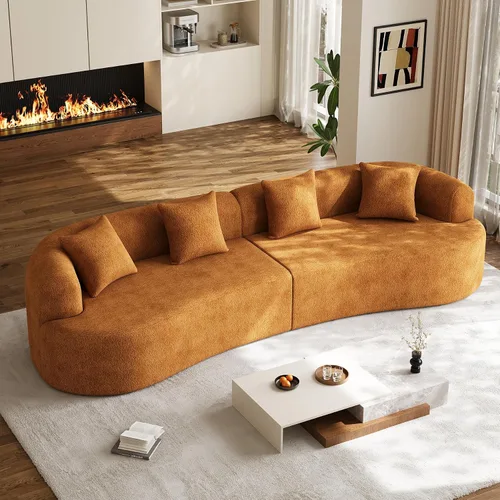 Miniatura 10 de Sofá modular de gran tamaño de 131 pulgadas para sala de estar, moderno sofá de lujo de felpilla de 4 plazas extra profundo y ancho, con 4 cojines