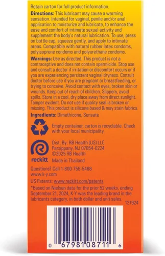 Miniatura 8 de K-Y Lubricante líquido calentador, lubricante personal sensorial, fórmula a base de glicerina, seguro de usar con preservativos de látex