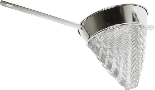 TrueCraftware - Colador de caldo de acero inoxidable de 8 pulgadas de malla fina - Colador en forma de cono, colador de jugo, herramientas de