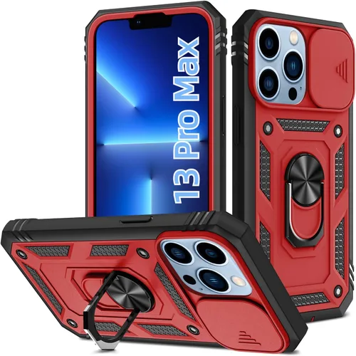 Miniatura 18 de Korecase Funda de protección para iPhone 12 Pro Max Kickstand con cubierta para lente de cámara, deslizante, grado militar, resistente, de doble Rosa
