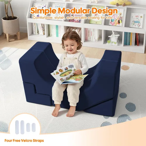 Miniatura 7 de MeMoreCool - Sofá modular para niños, sofá de espuma con diseño de tobogán y escalera, sofá convertible para niños para sala de juegos, mueble